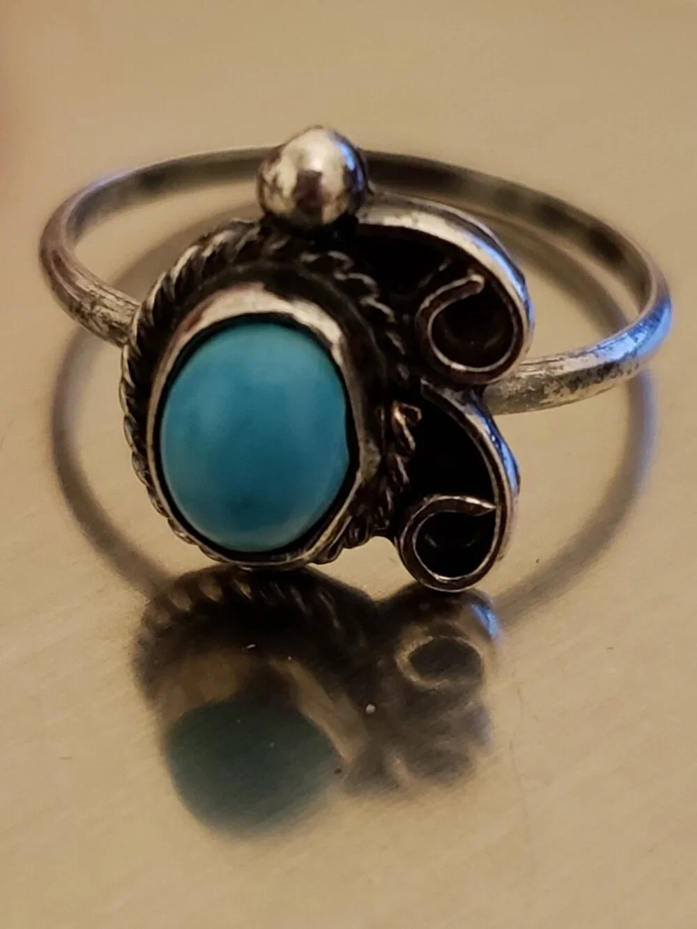 Vintage Handmade Southwest Native American Turquoise Sterling Silver Ring